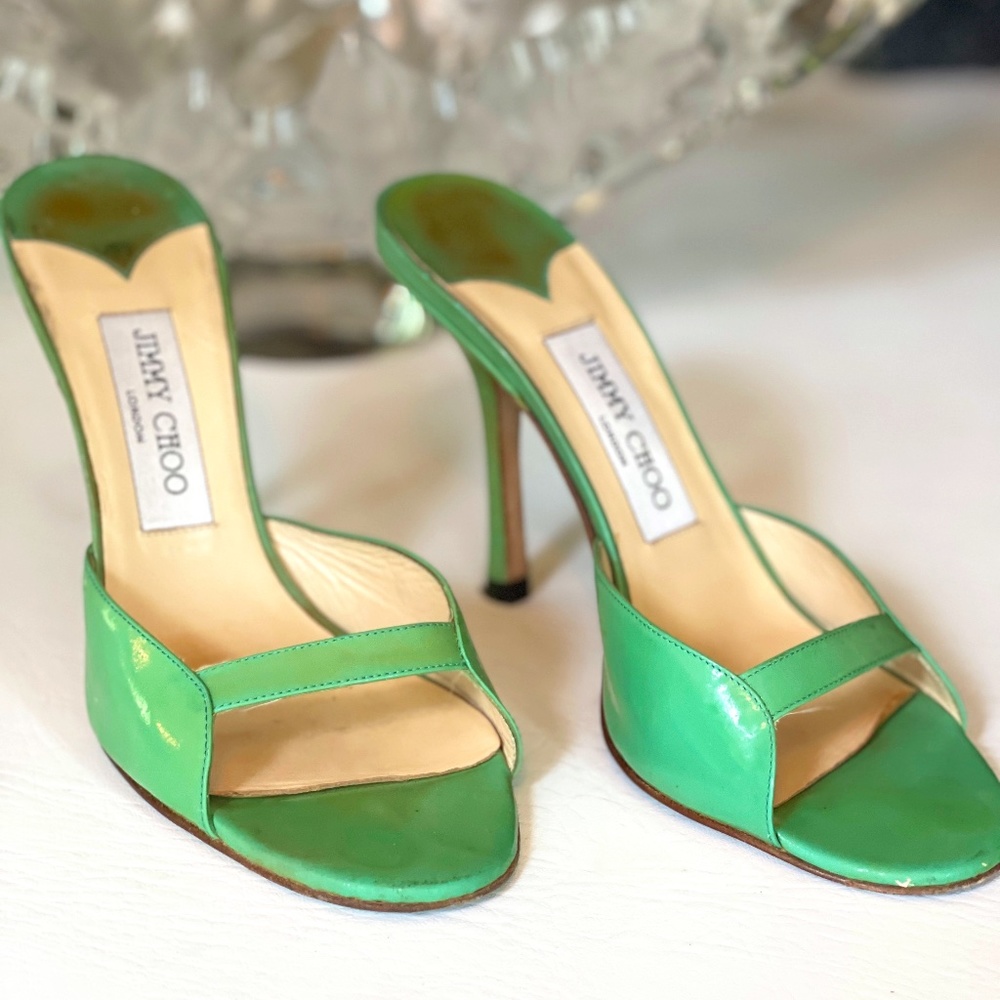 Jimmy Choo Green Patent Leather Sandals